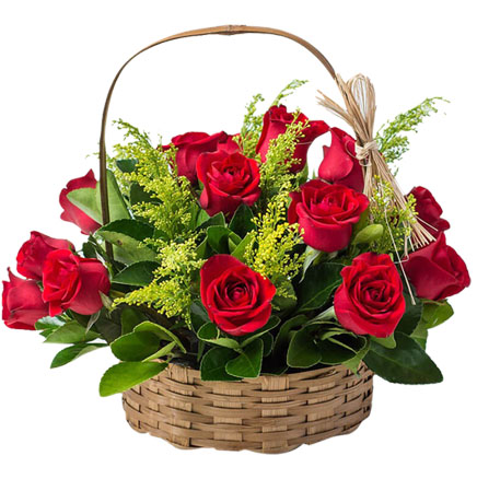 24 Red Roses in Basket To Cebu